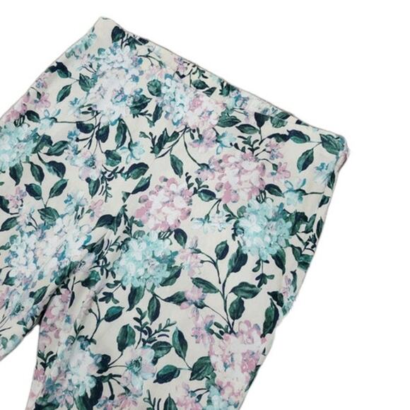 J Jill Linen Stretch Pants Womens XL Floral Print Linen‎ Button Ankle Crop - Picture 4 of 10